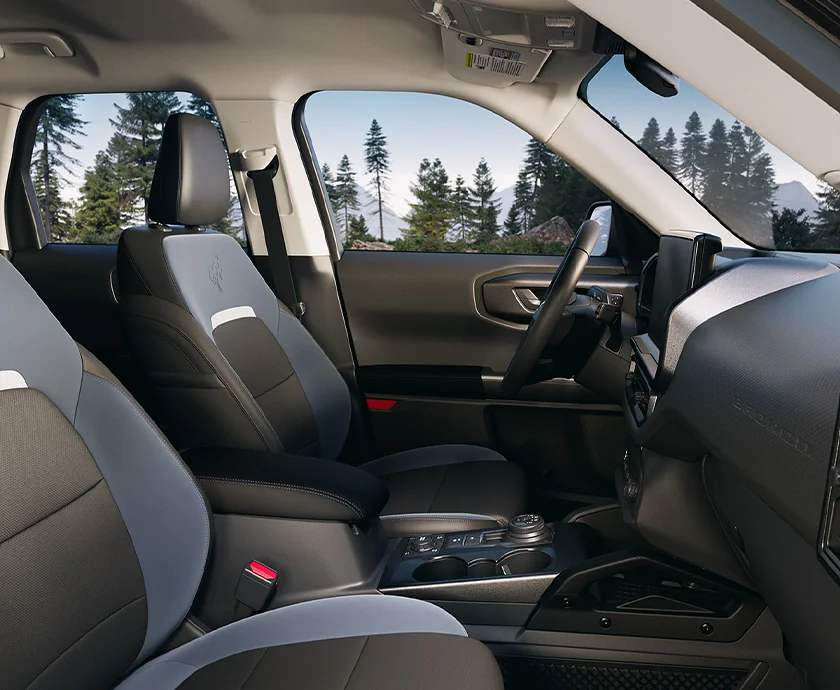 Interior view of the front seat of a 2026 Ford Bronco Sport