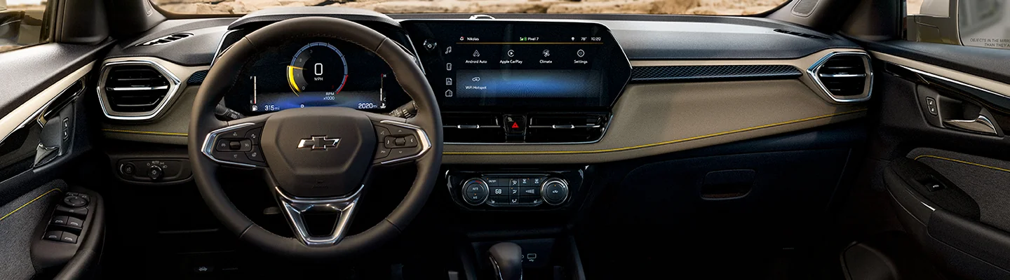interior dash view showing Chevrolet tech features