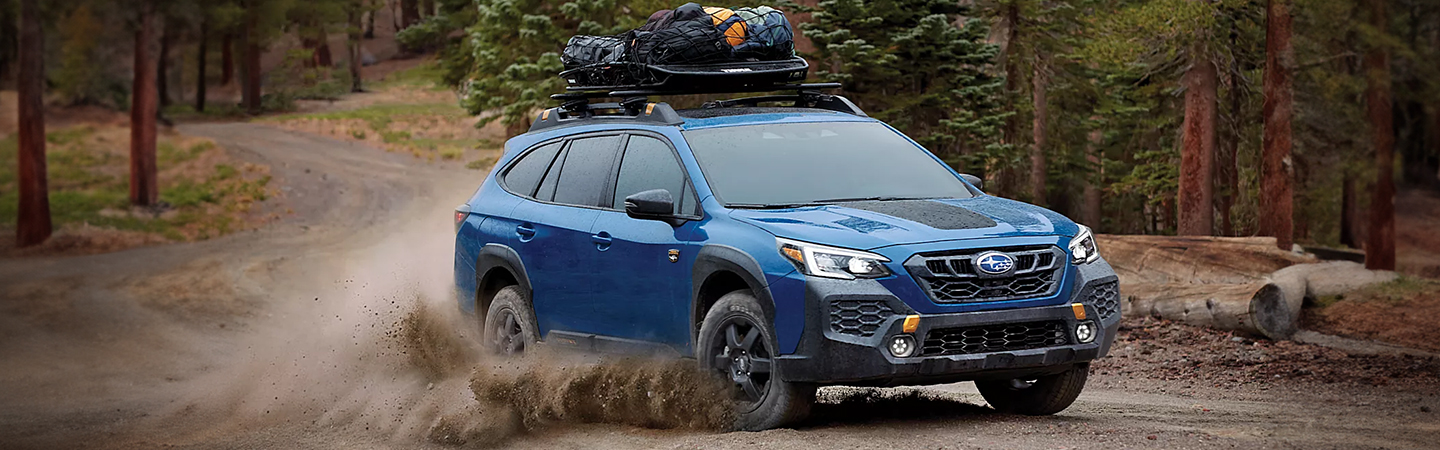 2024 Subaru Outback Comparison side front in blue in colour