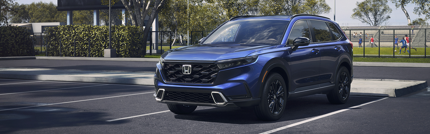 2024 Honda CR-V Hybrid Specs Front-Side View With Blue Color