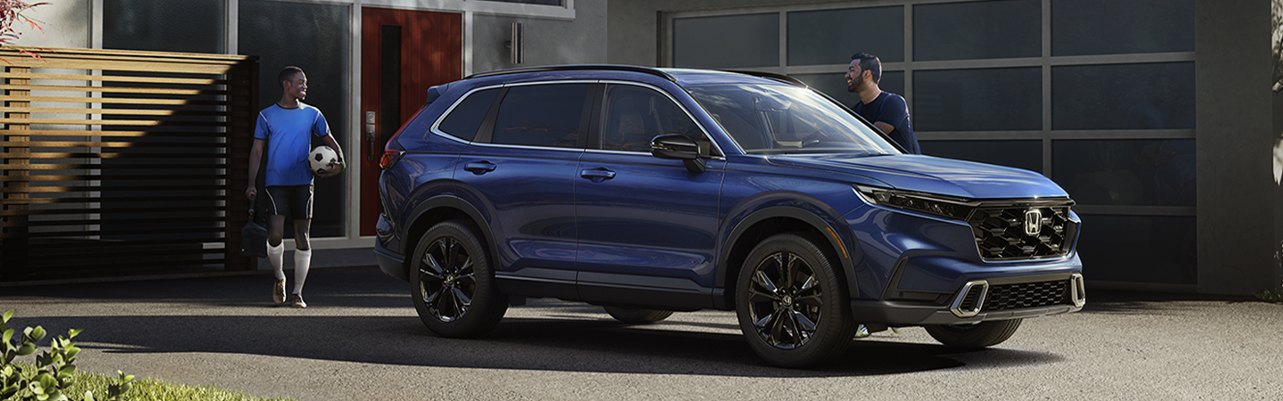 2024 Honda CR-V Hybrid Specs Front-Side View With Blue Color