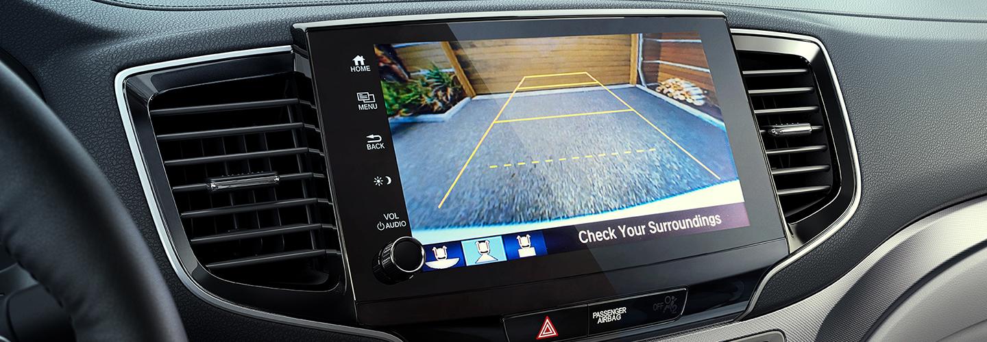 2021 Ridgeline display showing the Multi-Angle rearview camera