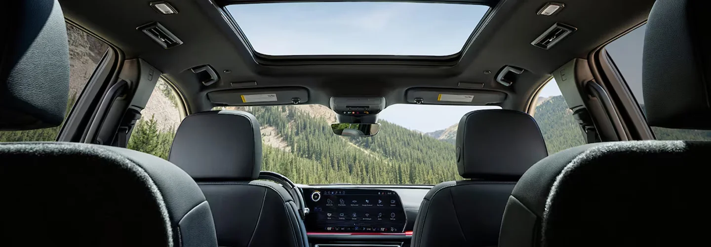 Interior view from the back seat of a 2024 Chevrolet Traverse
