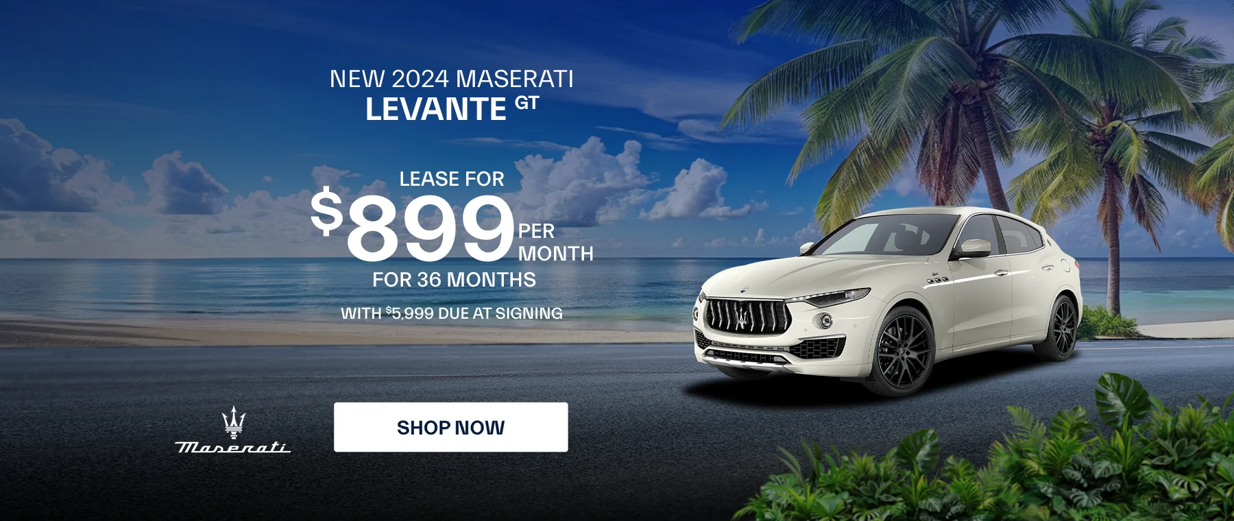 New 2024 Maserati Levante GT Lease for $899 per month for 36 months with $5,999 due at signing