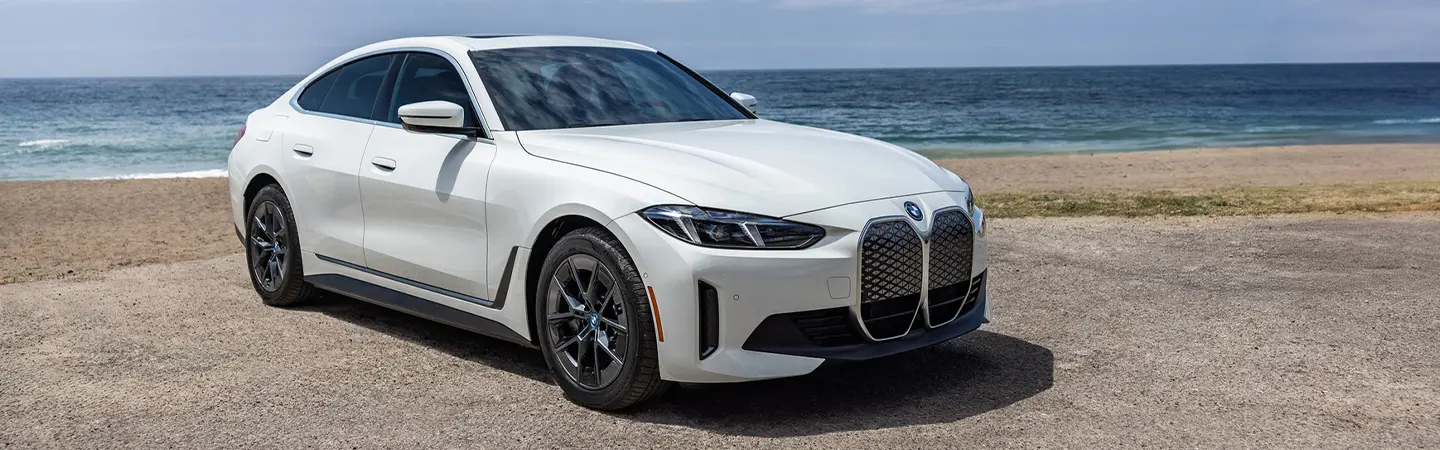 2024 BMW i4 Specs front side in blue