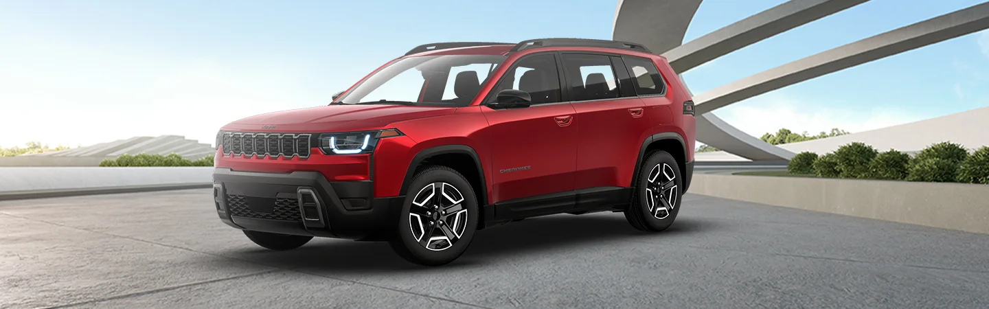 front view of a red 2026 Jeep Cherokee