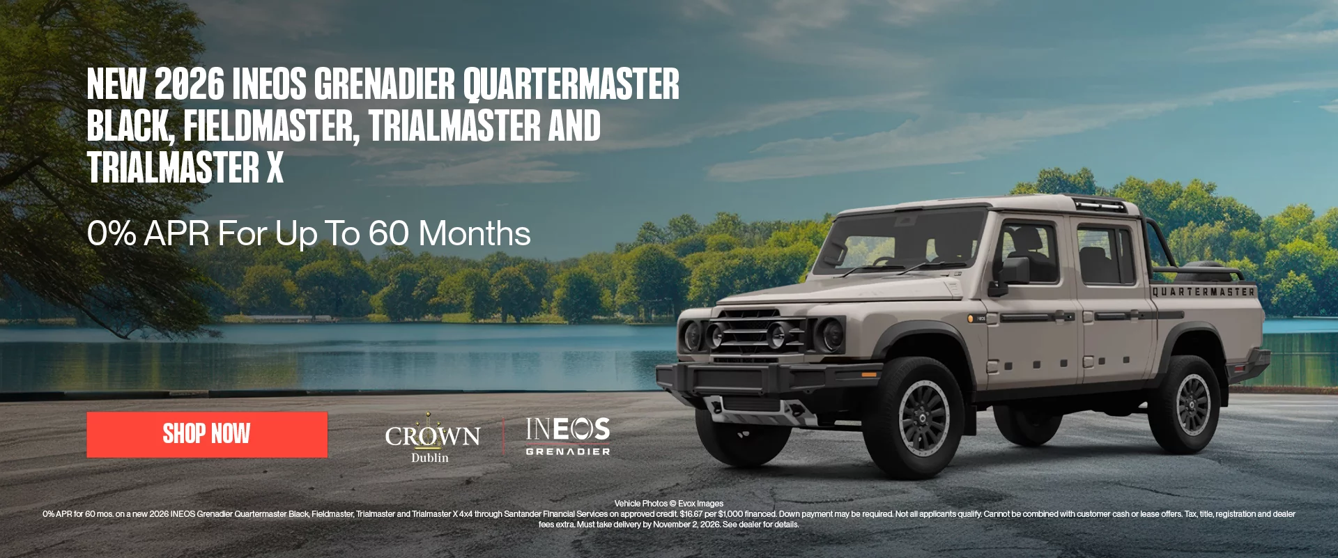 New 2026 INEOS Grenadier Quartermaster Black, Fieldmaster, Trialmaster and Trialmaster X 0% APR For Up To 60 Months