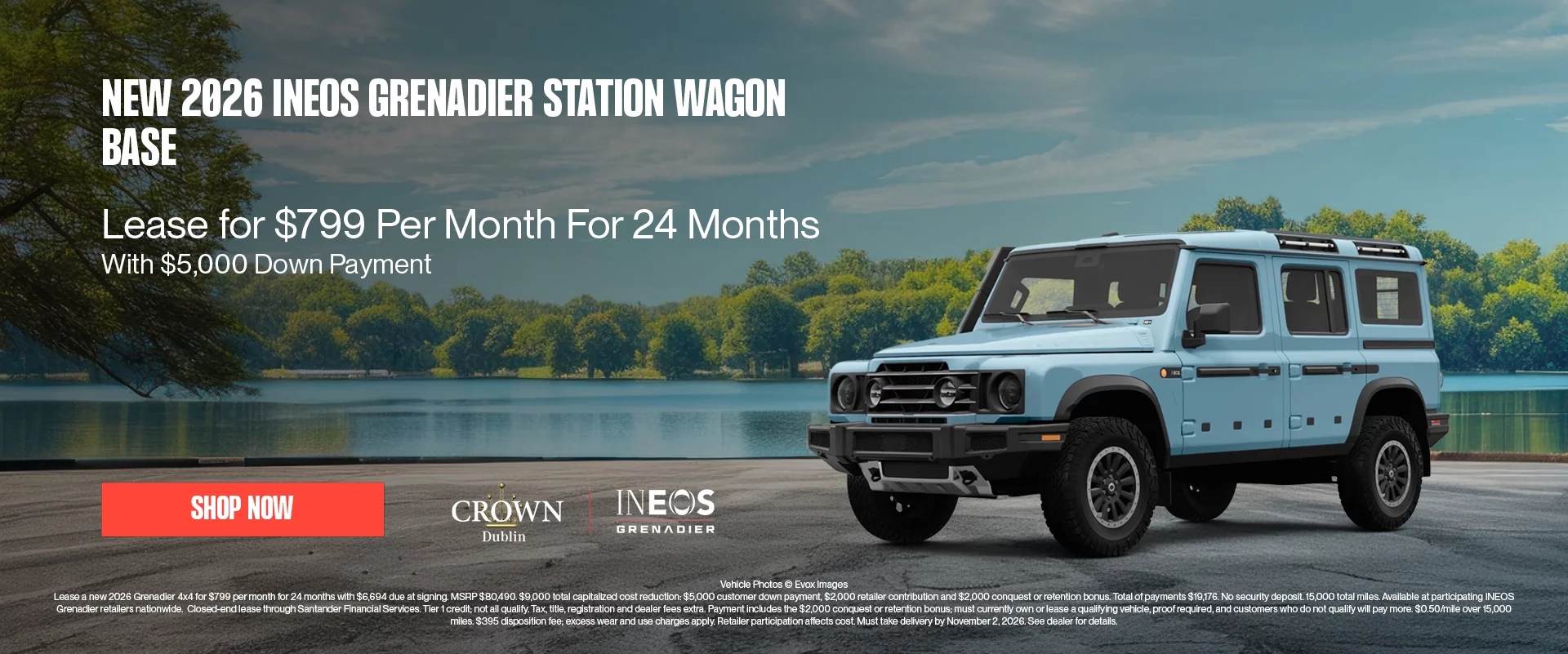 New 2026 INEOS Grenadier Station Wagon Base Lease For $799 Per Month For 24 Months With $5,000 Down Payment