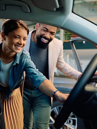 Customer completing a vehicle finance application
