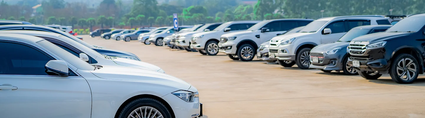 Row of cars in a parking lot