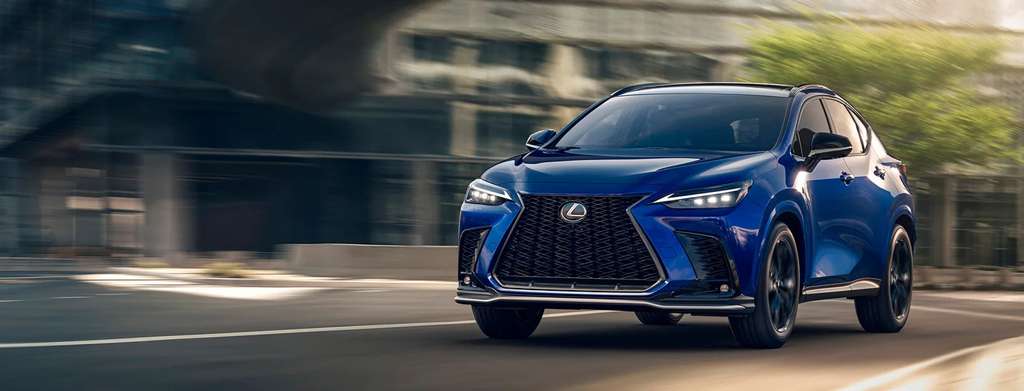 2025 Lexus NX Hybrid NX 350h Premium AWD split image with a 2025 Lexus NX Hybrid NX 350h Luxury AWD