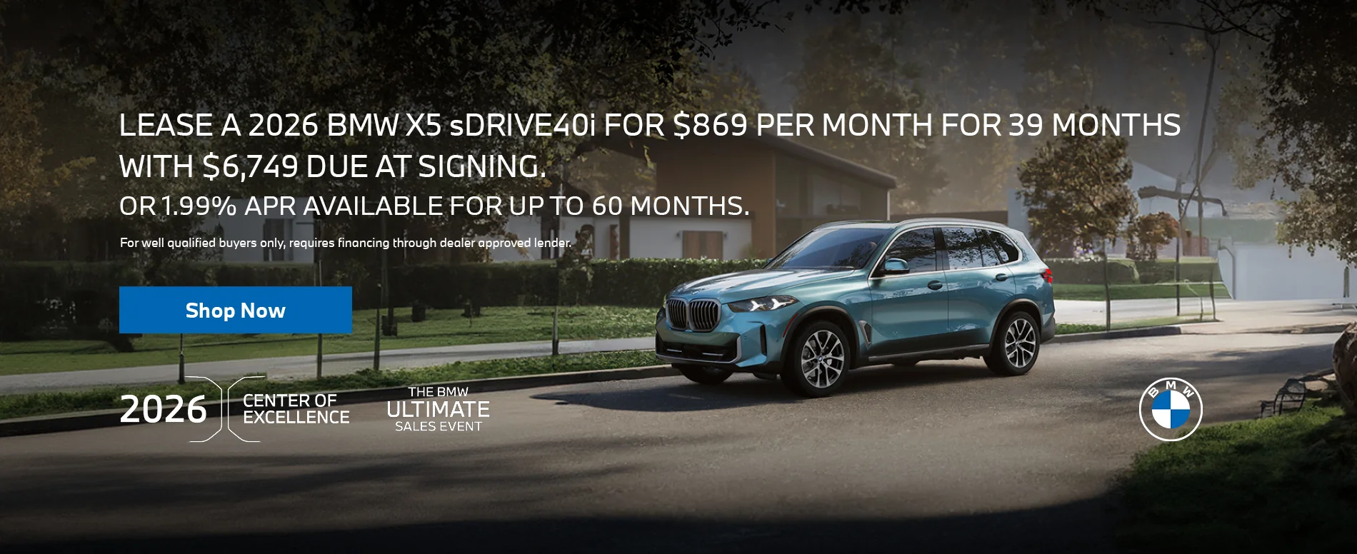 2026 BMW X5 sDRIVE40i LEASE FOR $839 PER MONTH FOR 39 MONTHS WITH $6,819 DUE AT SIGNING. OR 0.90% APR FOR UP T0 60 MONTHS.
