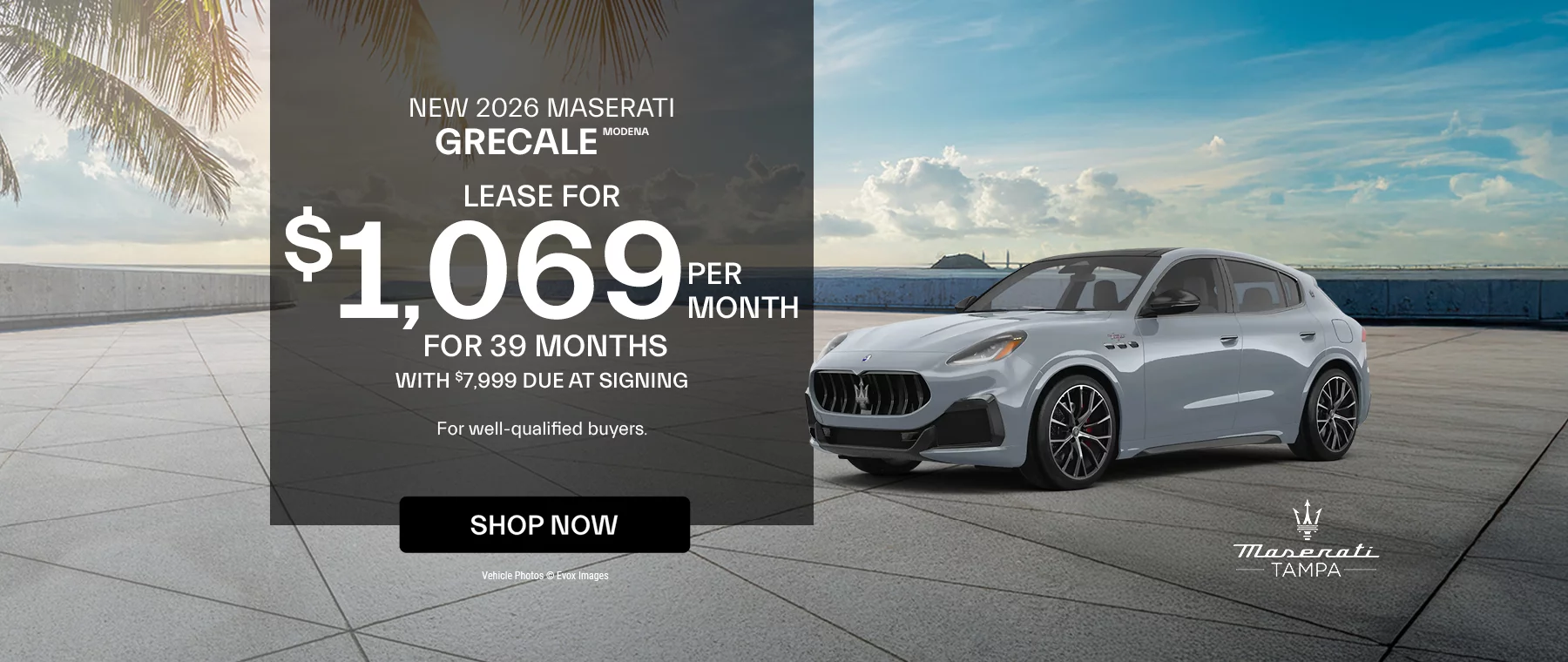 New 2026 Maserati Grecale Modena V6  Lease for $1,069 per month for 39 months with $7,999 due at signing.  For well-qualified buyers.