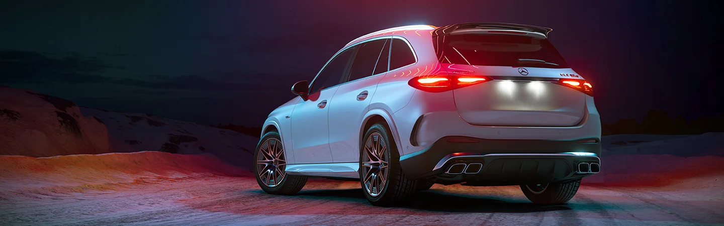 rear parked silver Mercedes-benz GLC