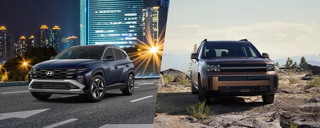 Hyundai Tuscon and Santa FE side by side