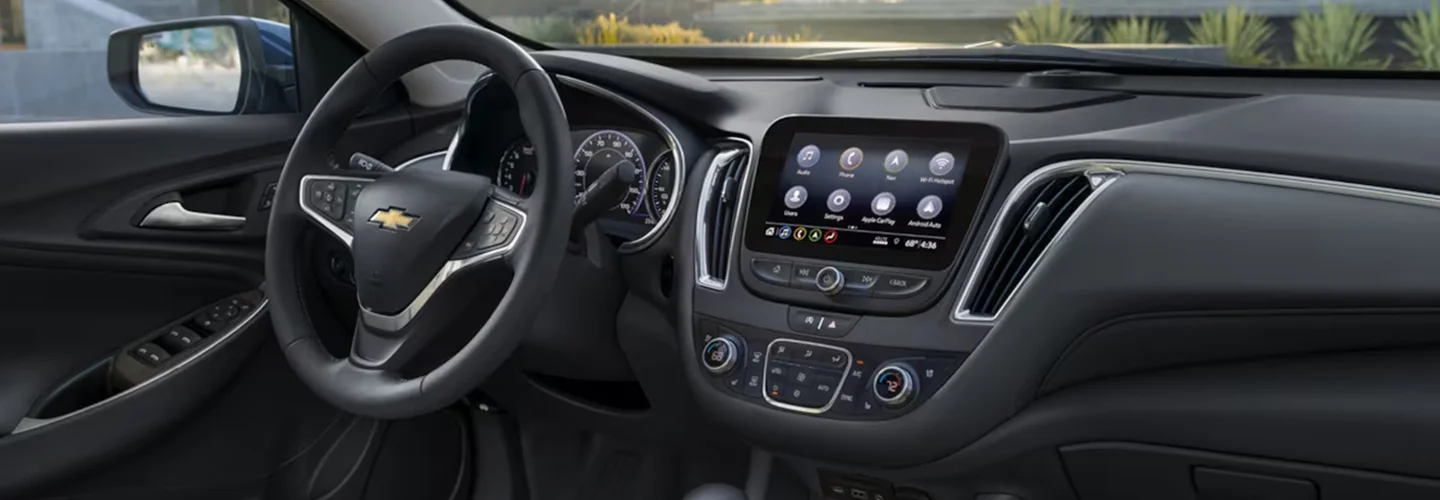 Interior view of the dashboard of a 2024 Chevrolet Malibu