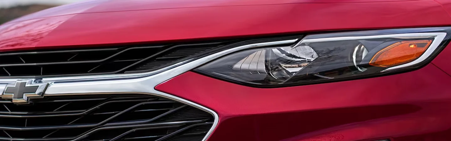 closeup on headlight of new 2024 Chevrolet Malibu