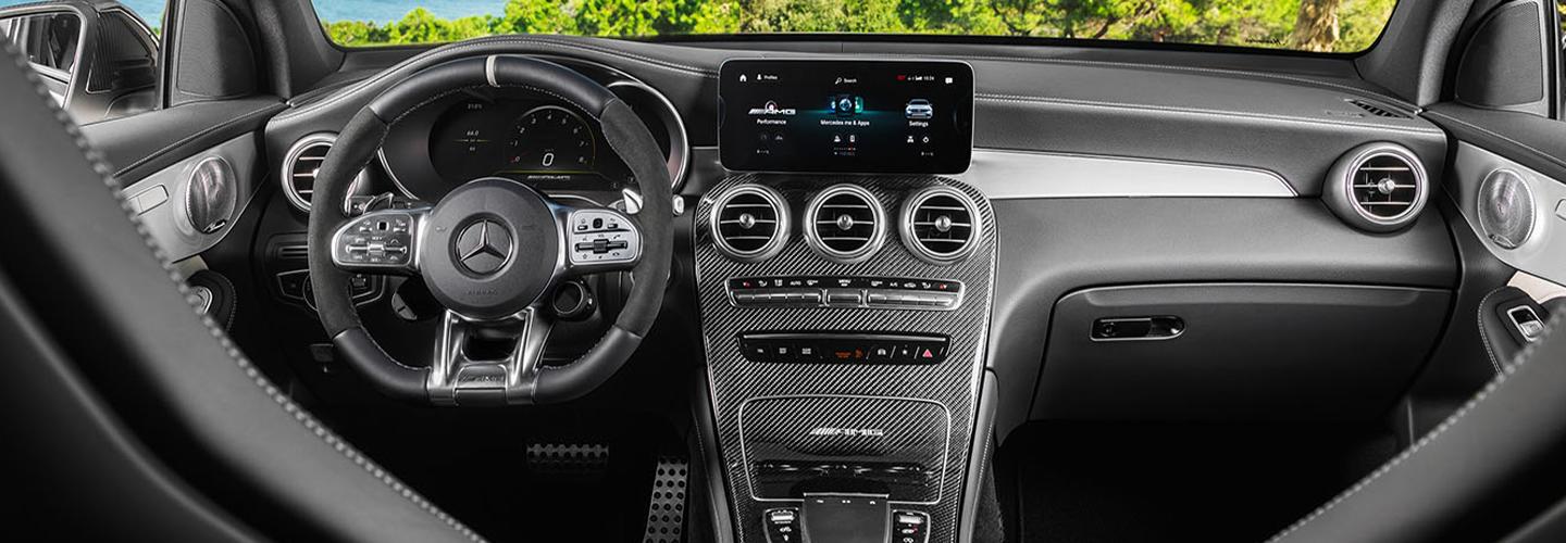 Interior view of the dashboard of a 2022 Mercedes-Benz GLC-Class