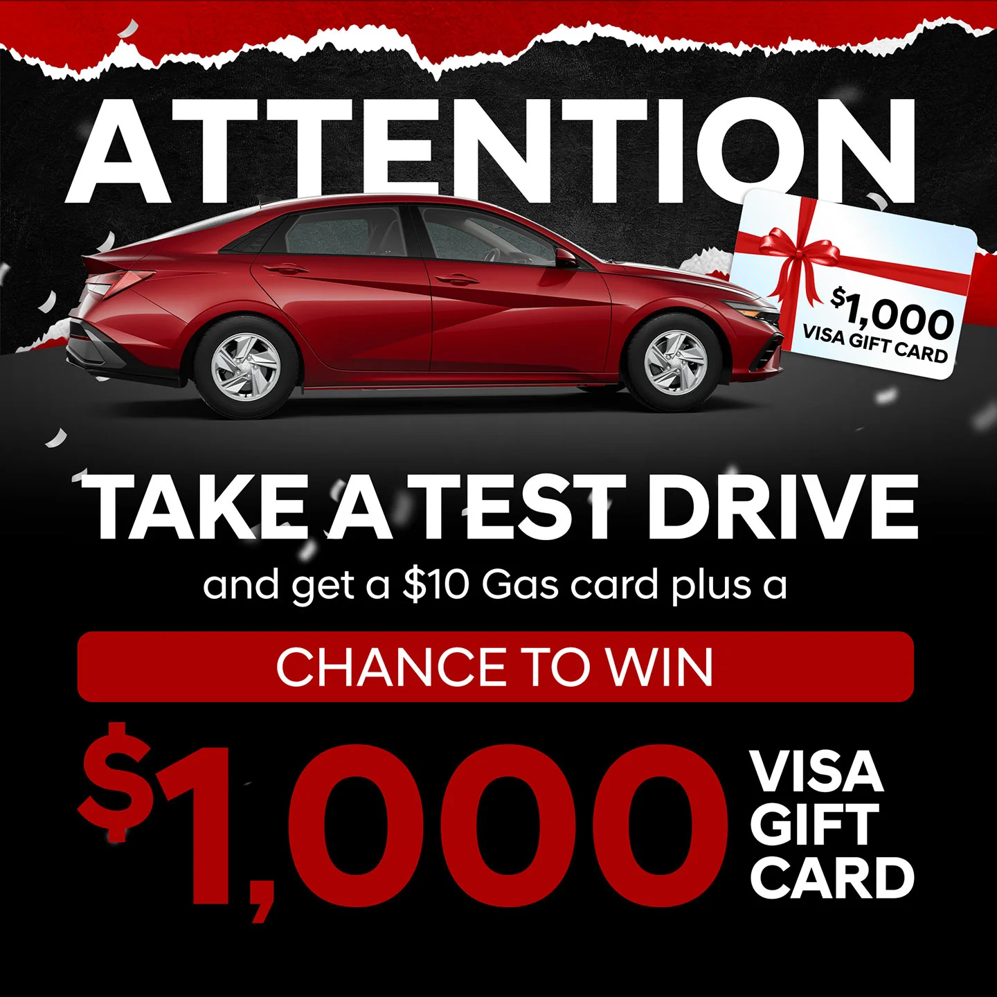 Test Drive get $10 and change to win $1,000