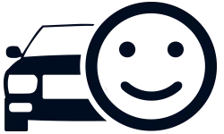 Car with smiley face icon