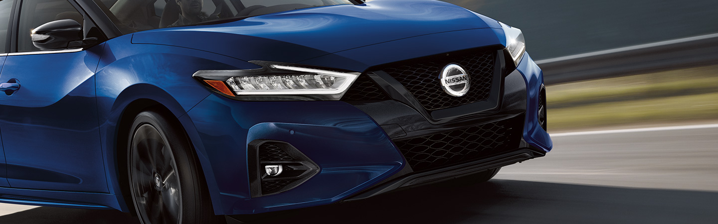 closeup of front of Nissan Maxima