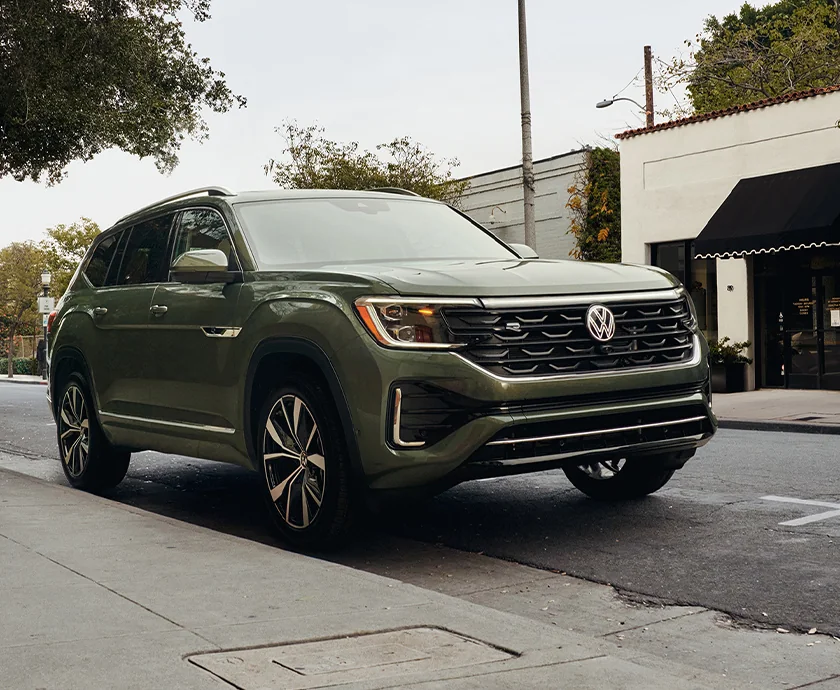 exterior view of a green 2027 Volkswagen Atlas