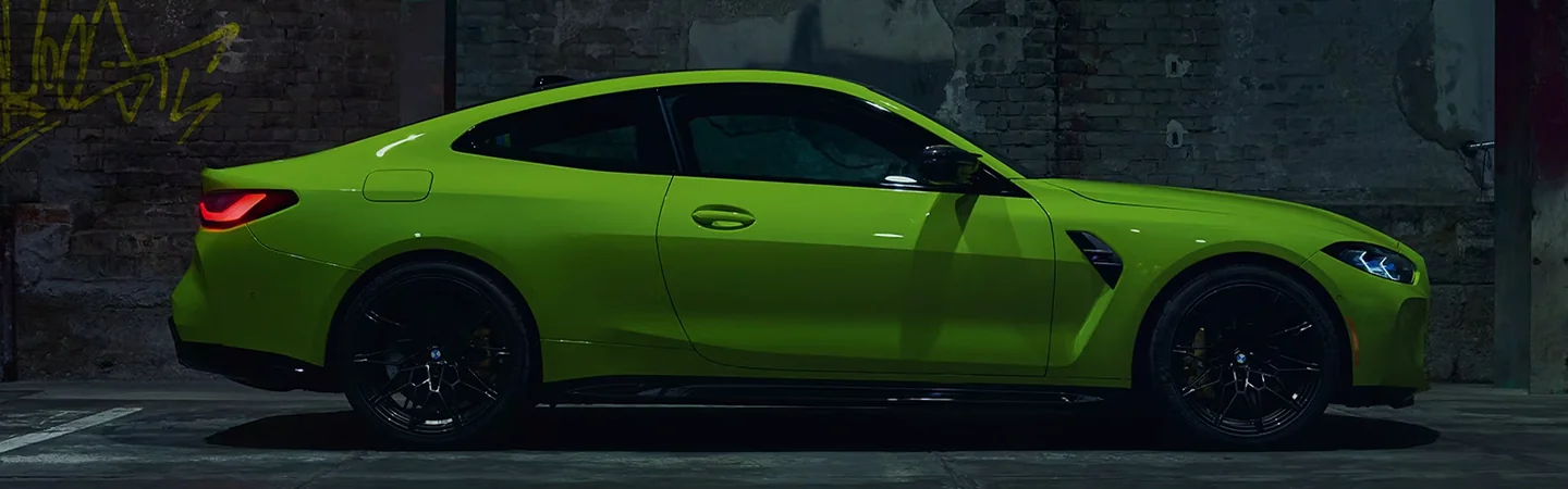2024 BMW M4 Specs side front in green colour