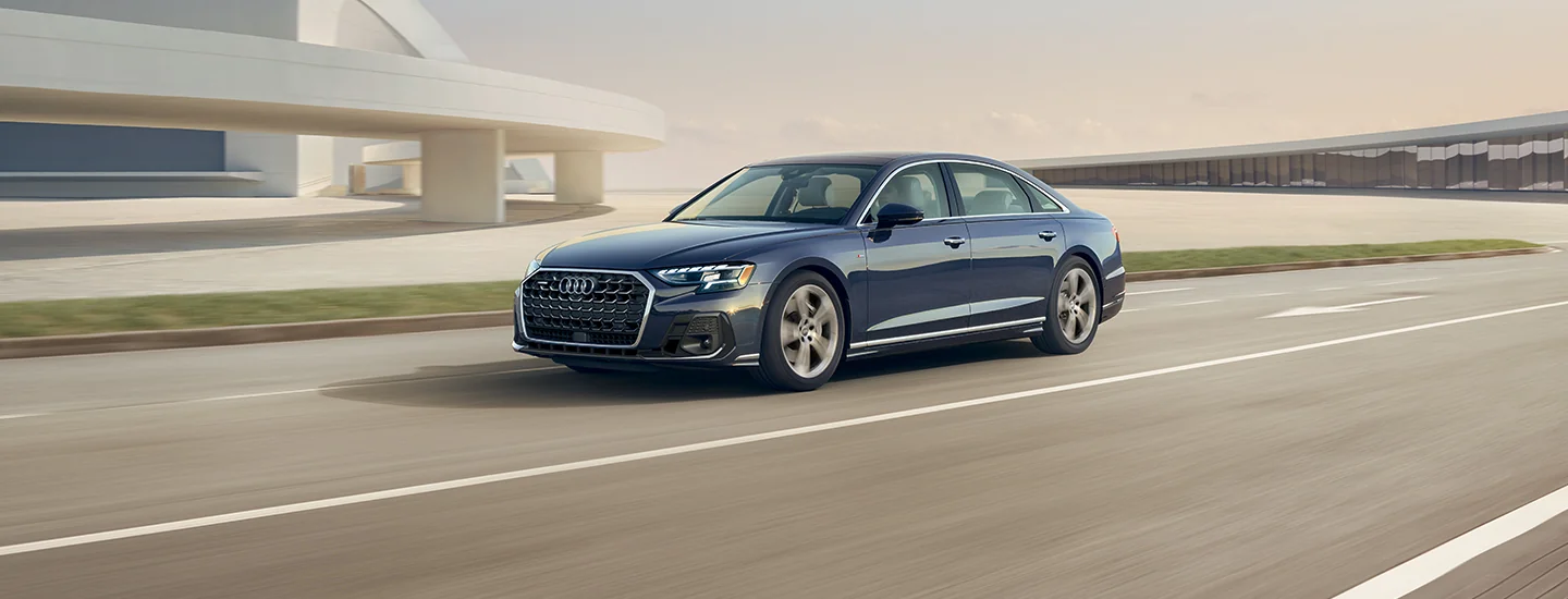 a blue 2025 Audi A8