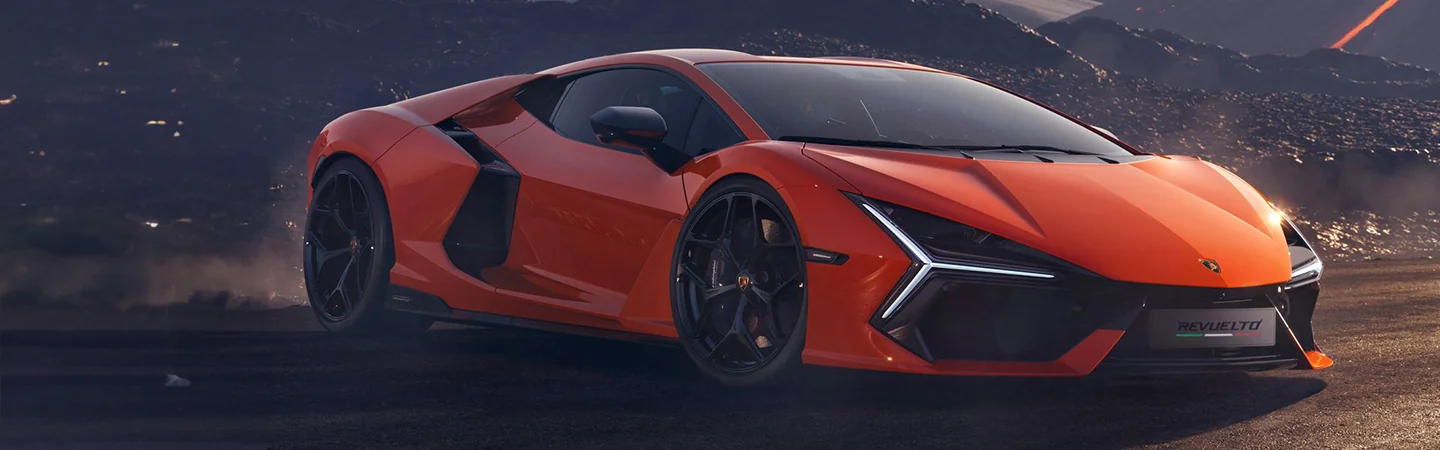 2024 Lamborghini Revuelto vs Urus orange color and front view