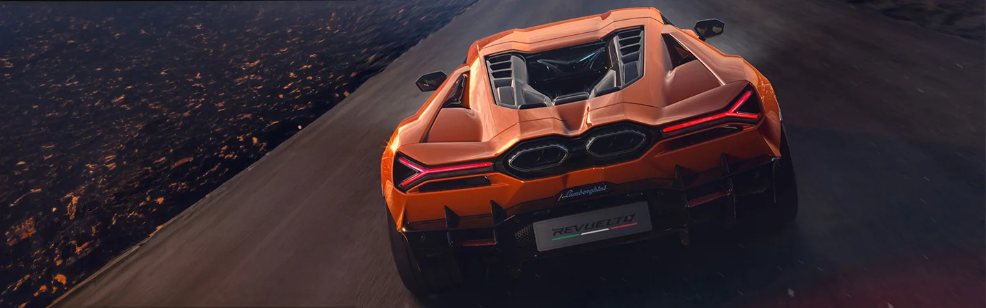 2024 Lamborghini Revuelto vs Urus orange color and back view