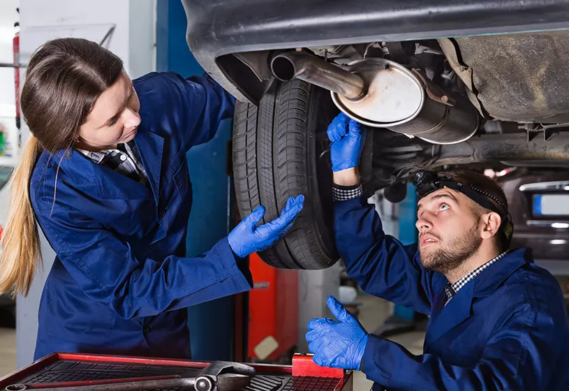 service being done on tires at dealership support image for Welcome to BMW of Tallahassee in Tallahassee, FL
