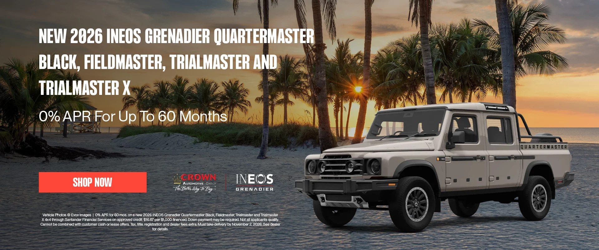 New 2026 INEOS Grenadier Quartermaster Black, Fieldmaster, Trialmaster and Trialmaster X 0% APR For Up To 60 Months