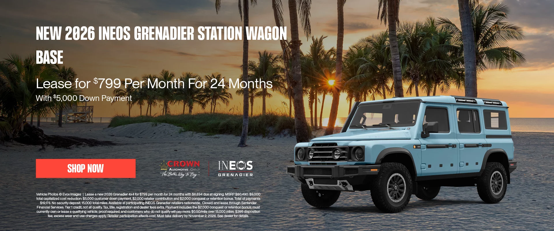 New 2026 INEOS Grenadier Station Wagon Base Lease For $799 Per Month For 24 Months With $5,000 Down Payment