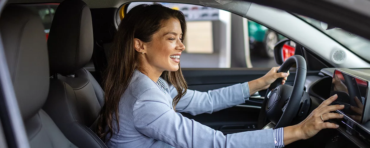 Customer sitting in a new Hyundai vehicle