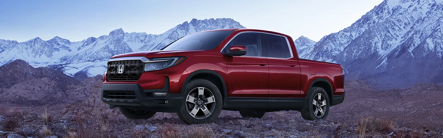 profile of red Honda truck