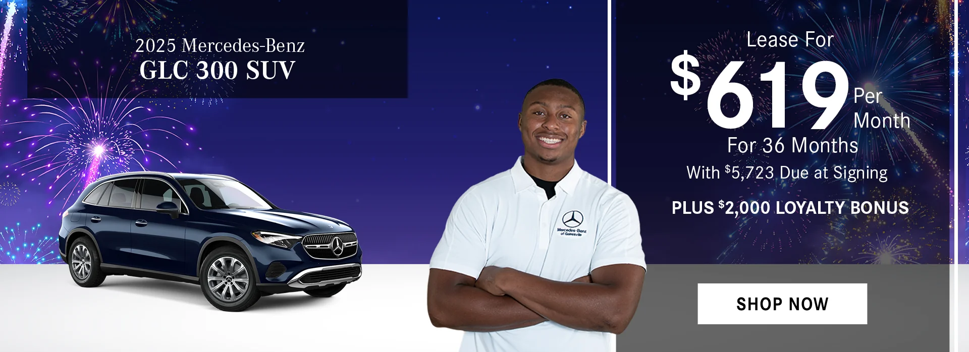 2025 Mercedes-Benz GLC 300 SUV •	Lease For $619/Month For 36 Months With $5,723 Due at Signing + $2,000 Loyalty Bonus