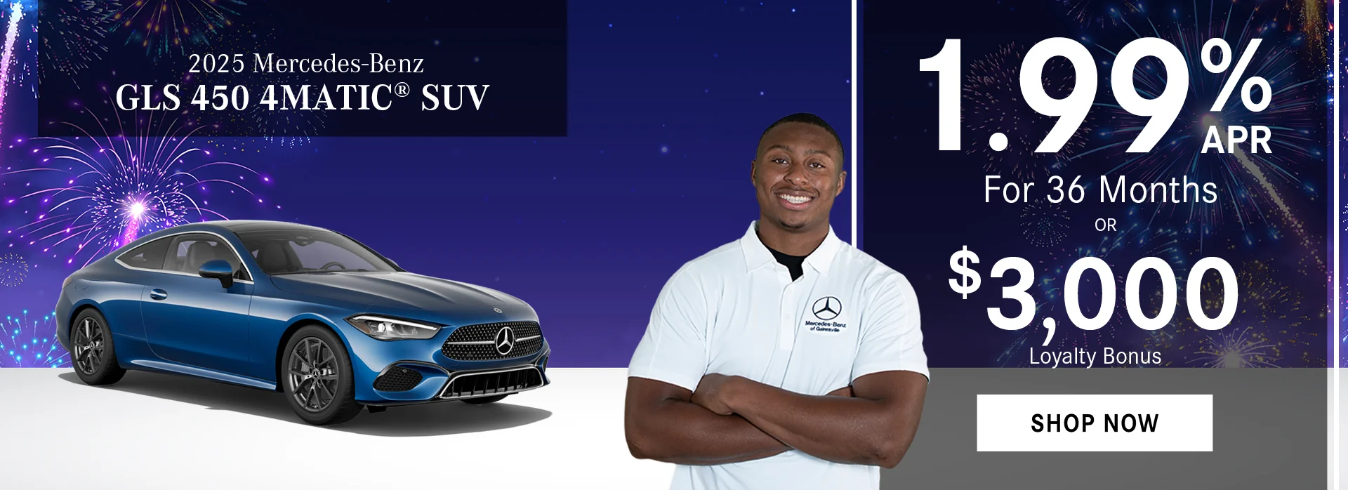2025 Mercedes-Benz GLS 450 4MATIC® SUV •	1.99% APR For Up To 36 Months •	OR - $3,000 Loyalty Bonus