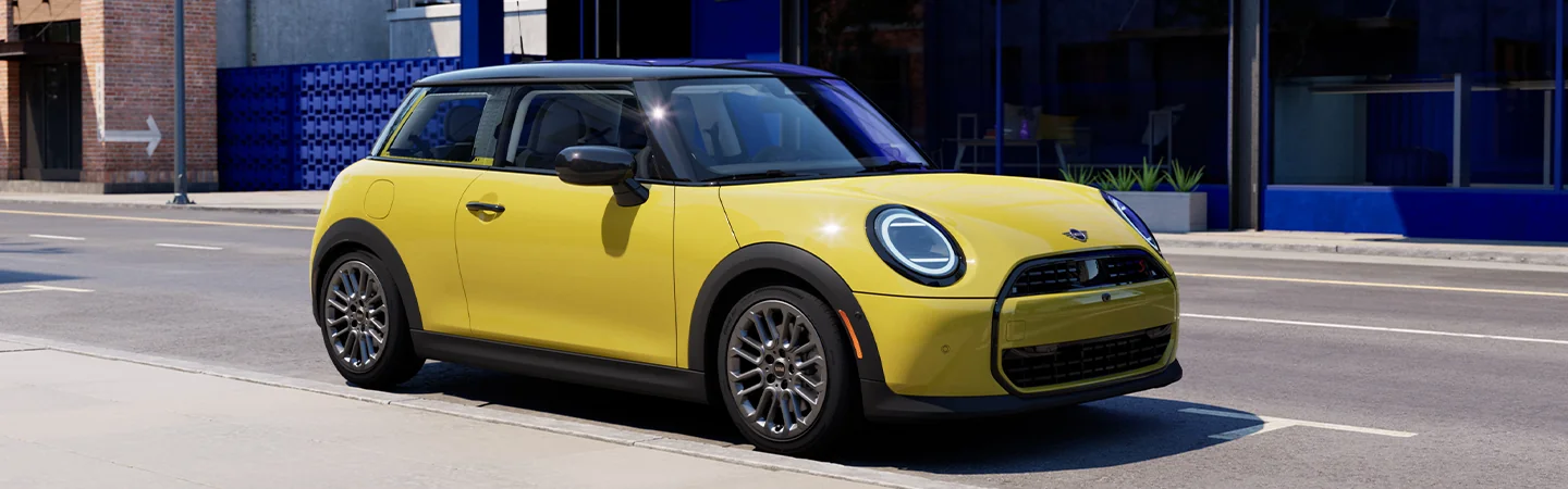 2025 MINI Cooper 2 Door Specifications front side in yellow 