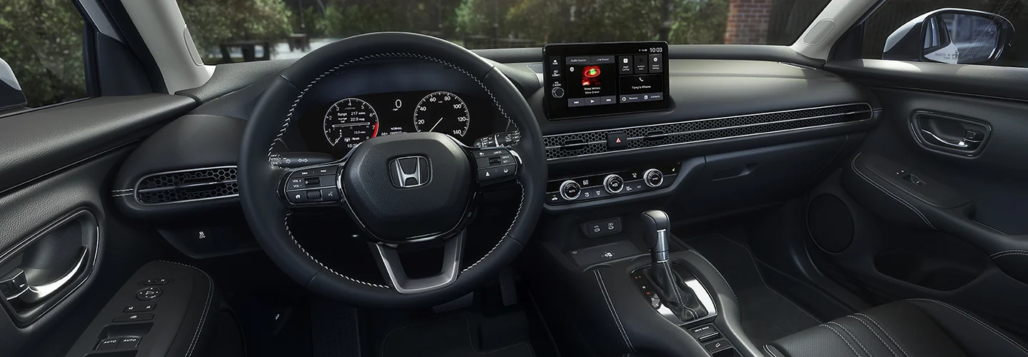 Interior view of the dashboard and tech of of a 2026 Honda HR-V