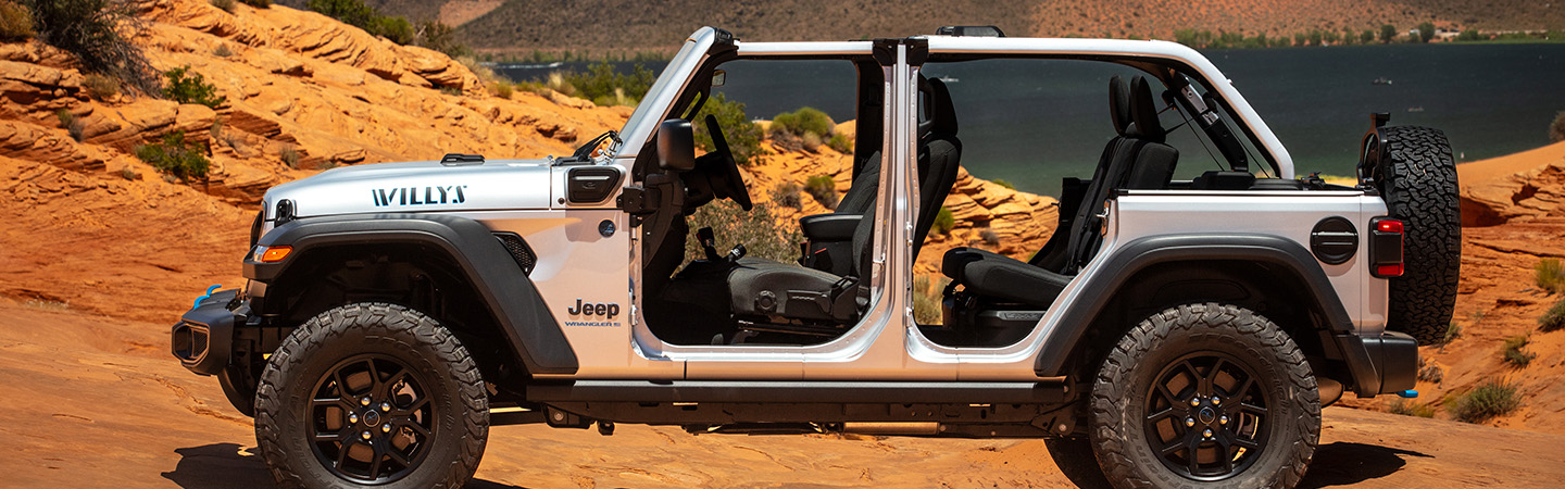 2024 Jeep Wrangler 4xe silver frontview