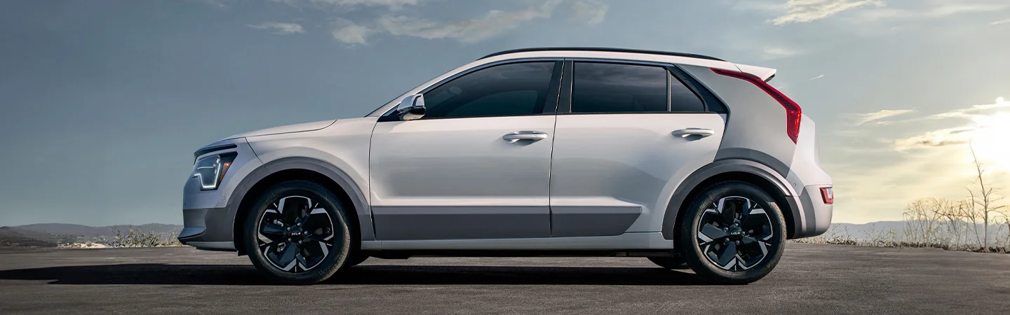 2024 Kia Niro EV Specs side front in white 