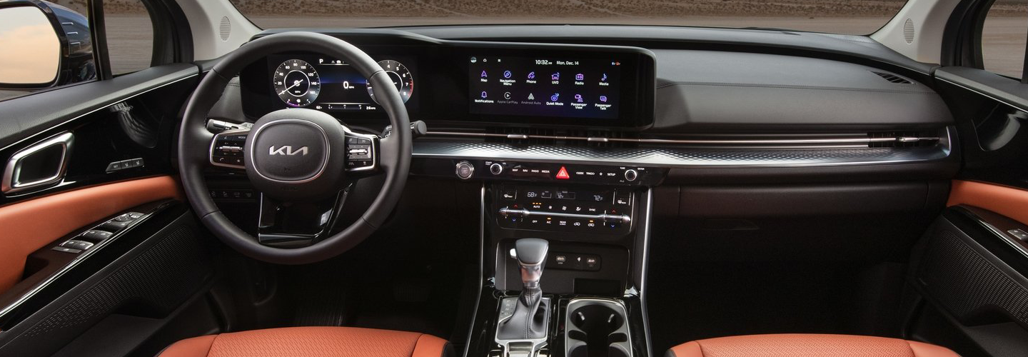 blue Kia Carnival interior