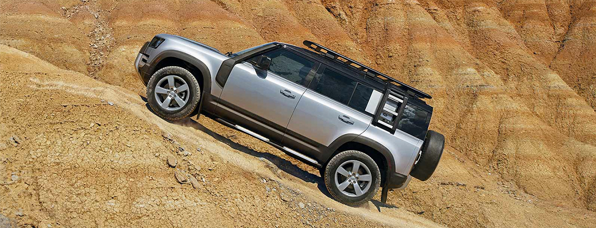 Land Rover going up incline