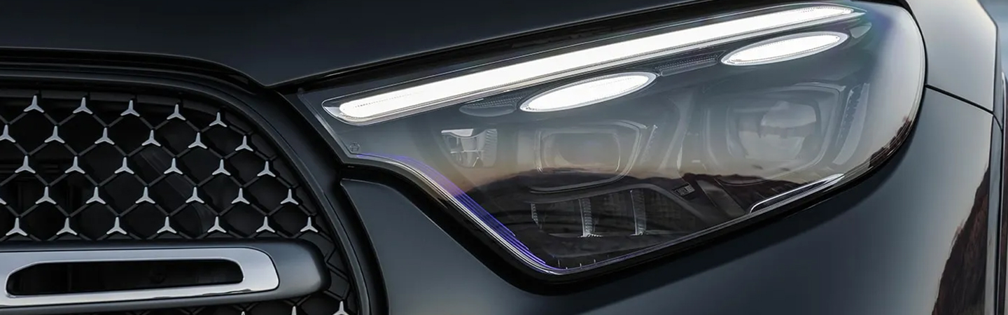 2024 Mercedes-Benz GLC Coupe Specs black frontlight view 