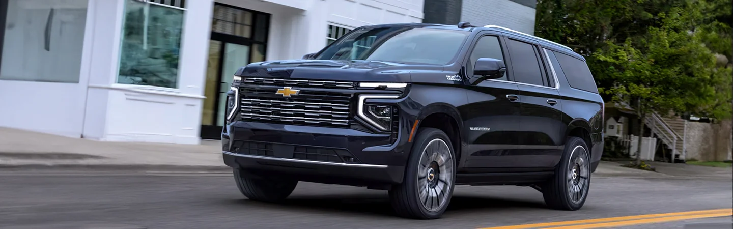 2025 Chevrolet Suburban Specs black color and front view