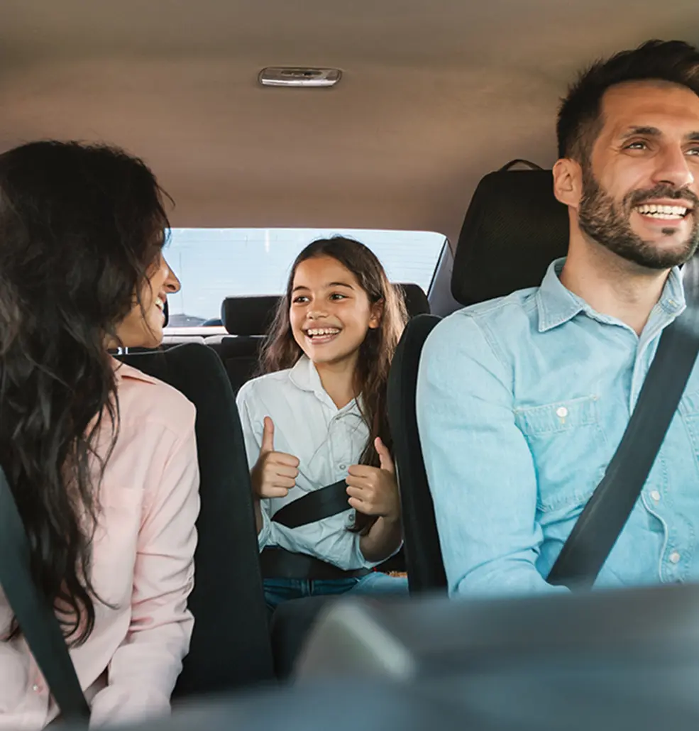 happy family in a new Honda