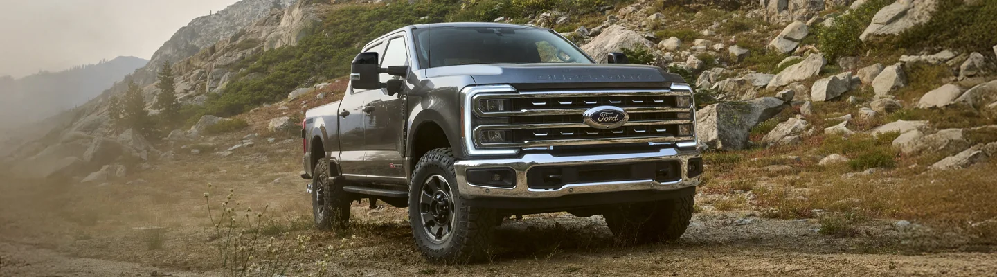 front view of a 2025 Ford Super Duty Truck driving offroad