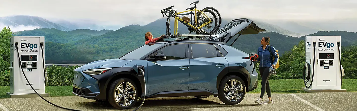 2024 Subaru Solterra vs Hyundai IONIQ 5 redcolor frontview