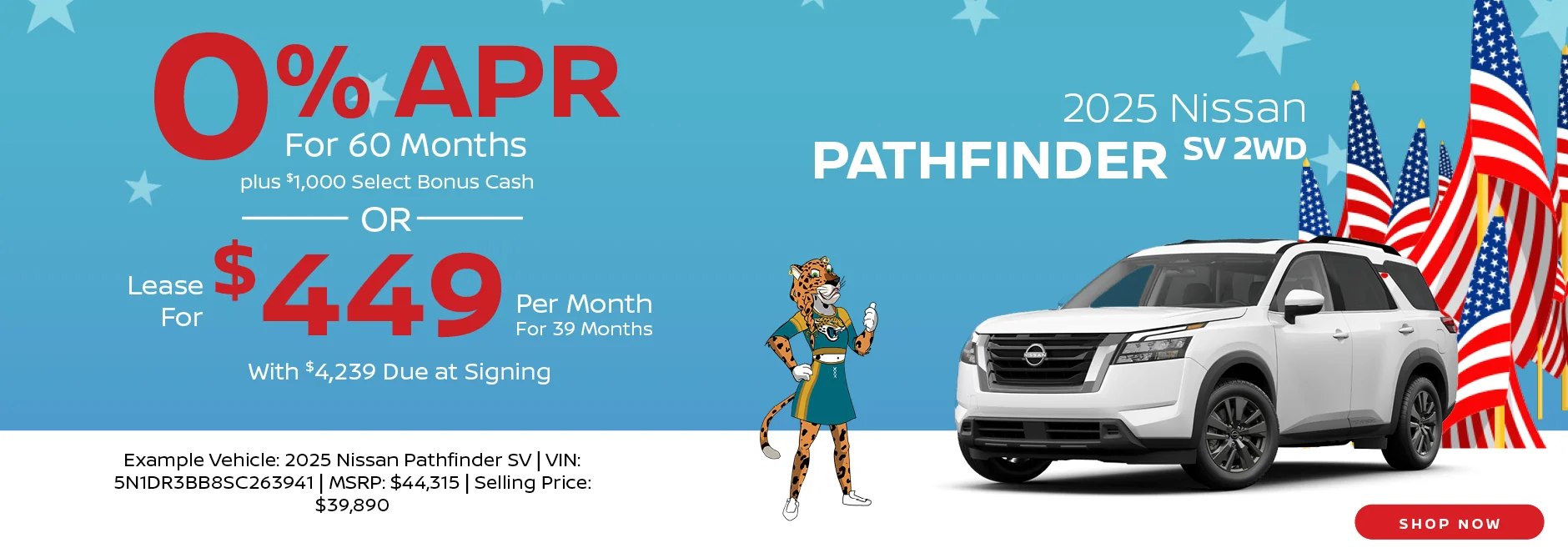2025 Nissan Pathfinder SV 2WD 0% APR For 60 Months + $1,000 Select Bonus Cash Lease For $449 For 39 Months With $4,239 Due at Signing