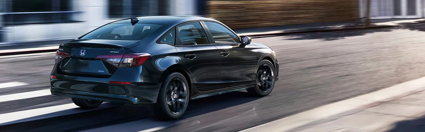 2025 Honda Civic Sedan Hybrid Specifications side back in black 